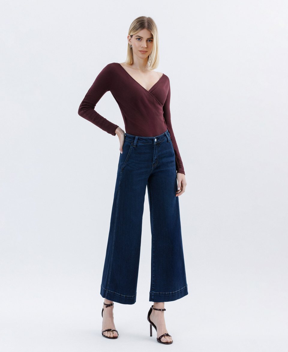 Unassuming - High Rise Ankle Wide Leg Jeans