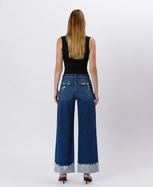 Blue Stream – High Rise Cuffed Baggy Wide Leg Jeans