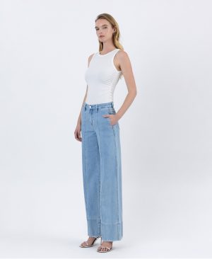 Waterfall – High Rise Side Pocket Trouser Wide Leg Jeans