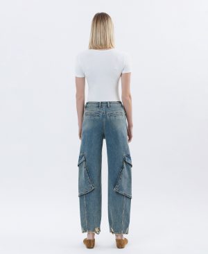 Dreamland – Super High Rise Cargo Pocket Barrel Jeans