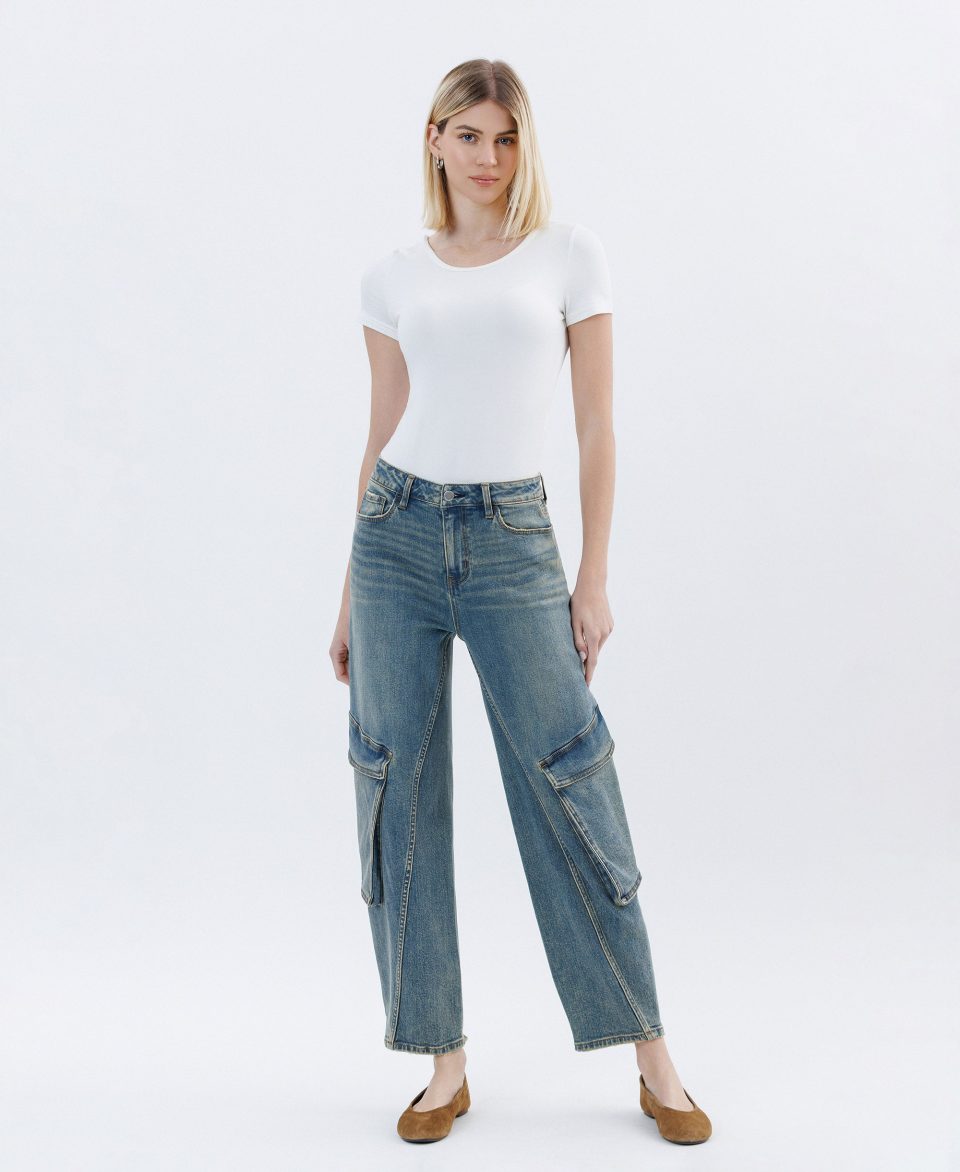 Dreamland - Super High Rise Cargo Pocket Barrel Jeans