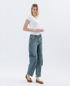 Dreamland – Super High Rise Cargo Pocket Barrel Jeans