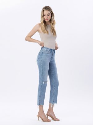 Olivers Twist – High Rise Distressed Crop Straight Jeans