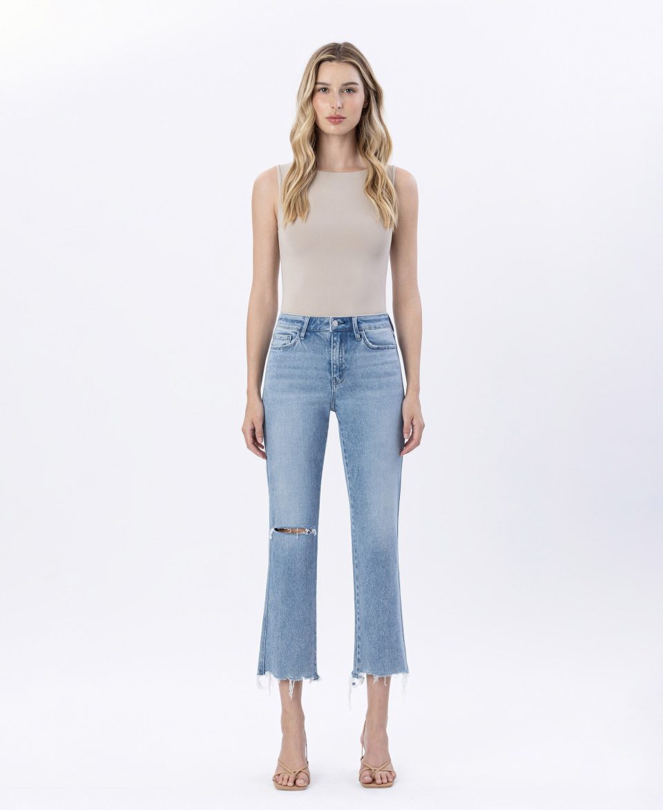 Olivers Twist - High Rise Distressed Crop Straight Jeans