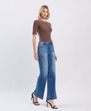 Lottery – High Rise Trouser Hem Wide Leg Jeans