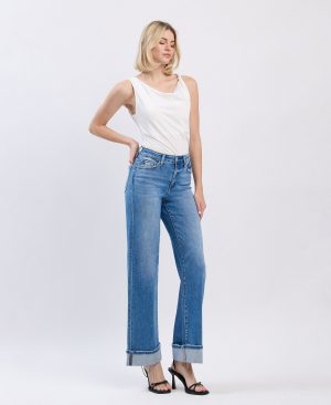 Westbury – High Rise Cuffed Wide Leg Jeans