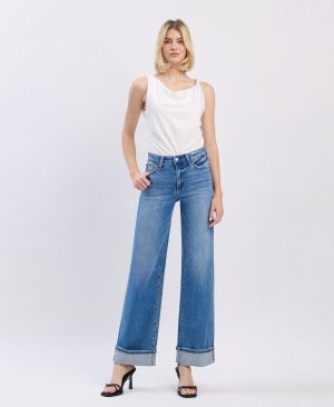 Westbury – High Rise Cuffed Wide Leg Jeans