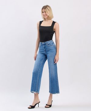Blue Soul – High Rise Crop Wide Leg Jeans