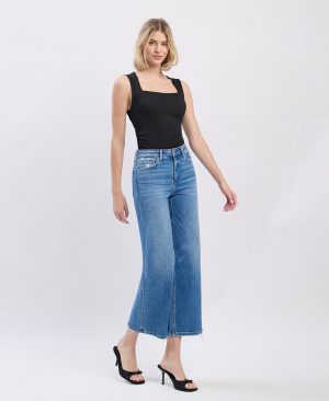 Blue Soul – High Rise Crop Wide Leg Jeans