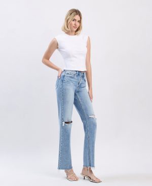Glorietta – High Rise Distressed Slim Wide Leg Jeans