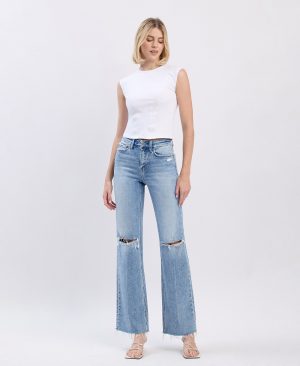 Glorietta – High Rise Distressed Slim Wide Leg Jeans