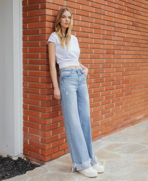 Four Walls – Super High Rise Cuffed Wide Leg Jeans