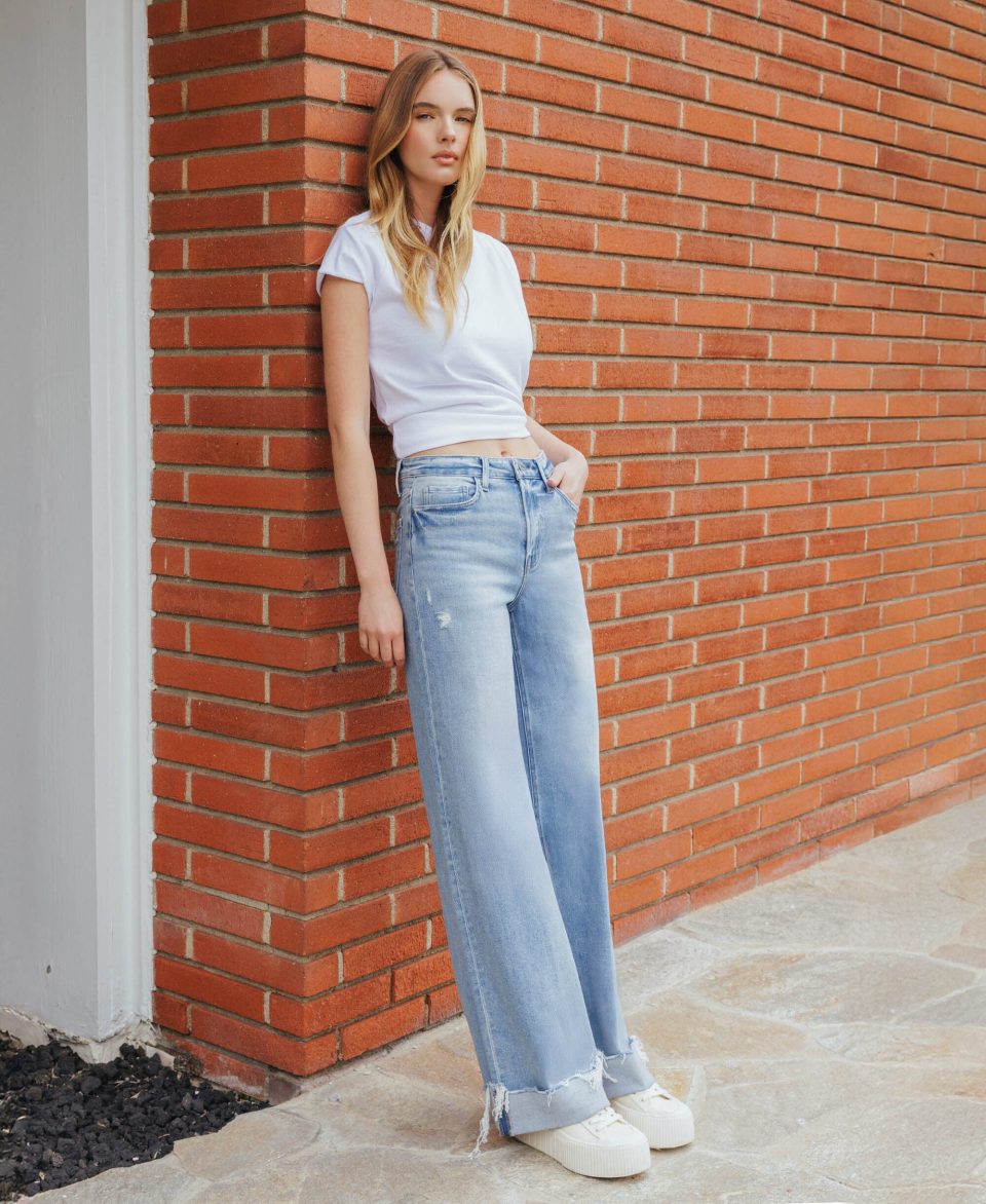 Four Walls - Super High Rise Cuffed Wide Leg Jeans