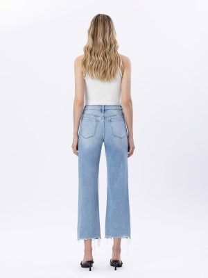Ezra – High Rise Distressed Crop Slim Wide Leg Jeans