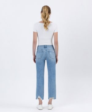 Boatload – High Rise Distressed Hem Crop Straight Jeans
