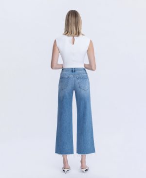 Cypress – High Rise Raw Hem Crop Slim Wide Leg Jeans