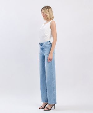 Apus – High Rise Patch Pocket Wide Leg Jeans