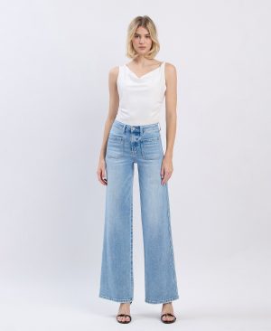 Apus – High Rise Patch Pocket Wide Leg Jeans