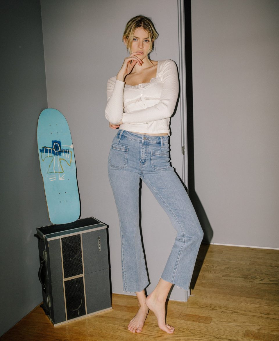 Resound - High Rise Patch Pocket Crop Flare Jeans