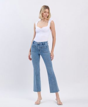Resound – High Rise Patch Pocket Crop Flare Jeans