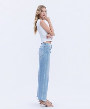 Quieter – High Rise Seamless WB Raw Hem Wide Leg Jeans