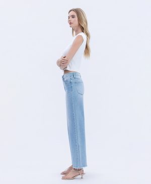 Quieter – High Rise Seamless WB Raw Hem Wide Leg Jeans