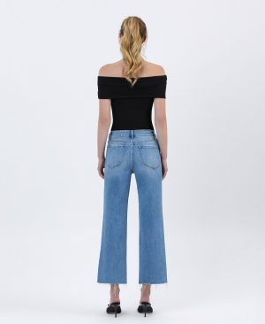 Well Balanced – High Rise Raw Hem Crop Slim Wide Leg Jeans