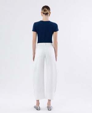 Optic White – High Rise Cuffed Crop Barrel Jeans