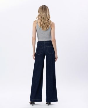 Luminous Charm – High Rise Dart Detail Wide Leg Jeans
