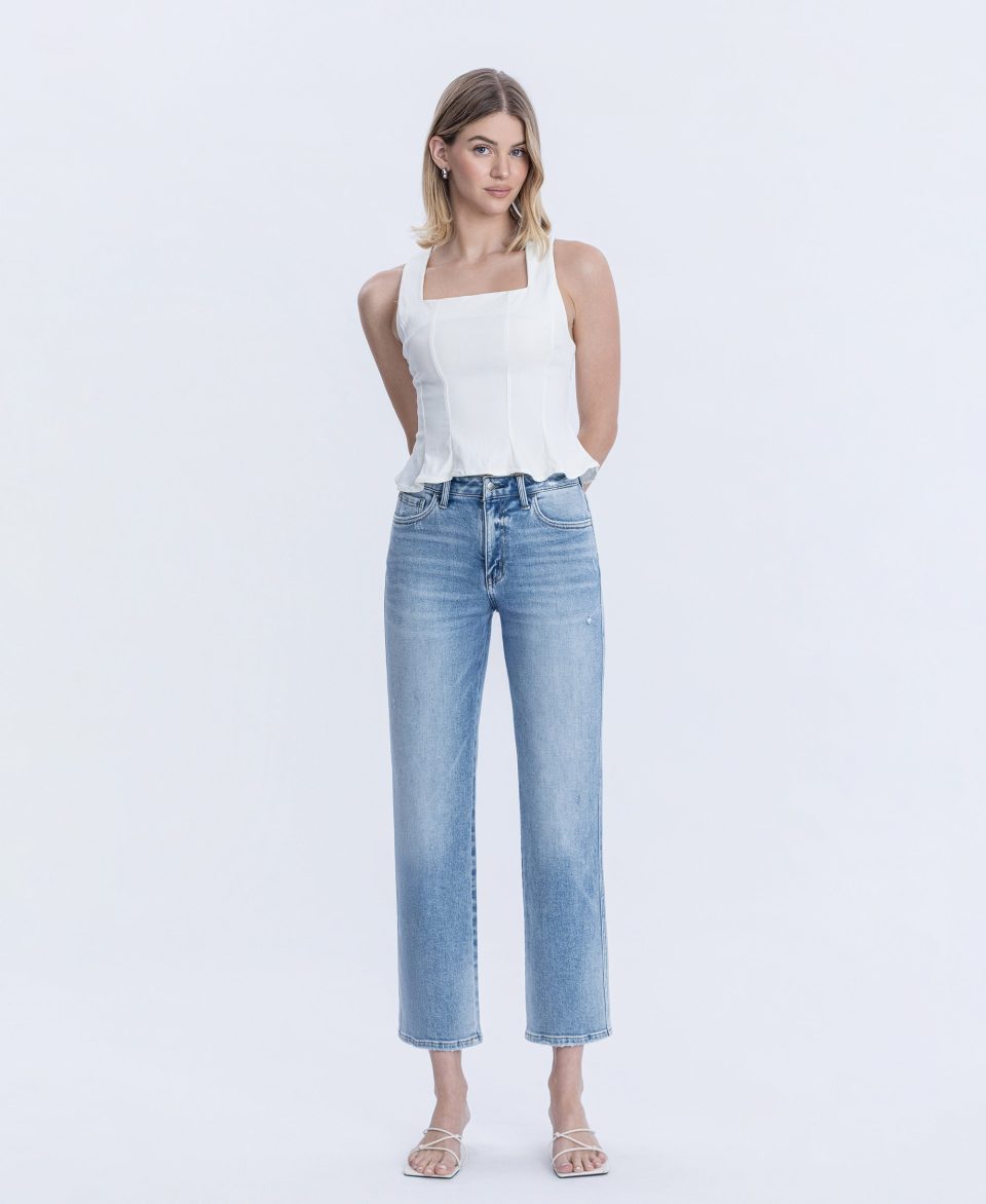 Blissful Symphony - High Rise Ankle Straight Jeans