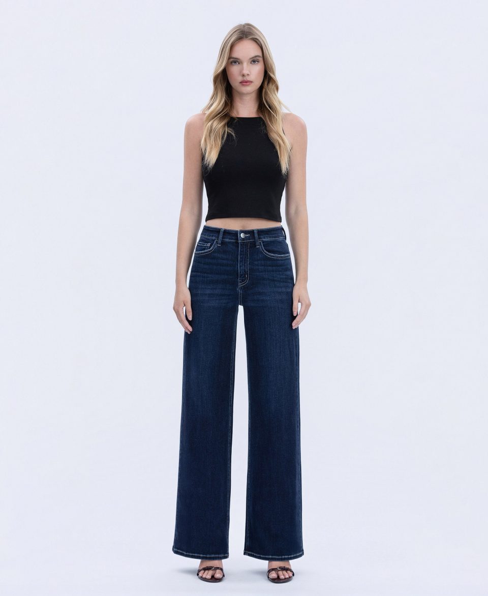 Harmonious Light - High Rise Full Length Wide Leg Jeans