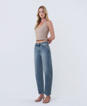 Elegant Radiance – High Rise Ankle Slim Barrel Jeans