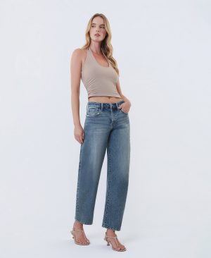 Elegant Radiance – High Rise Ankle Slim Barrel Jeans