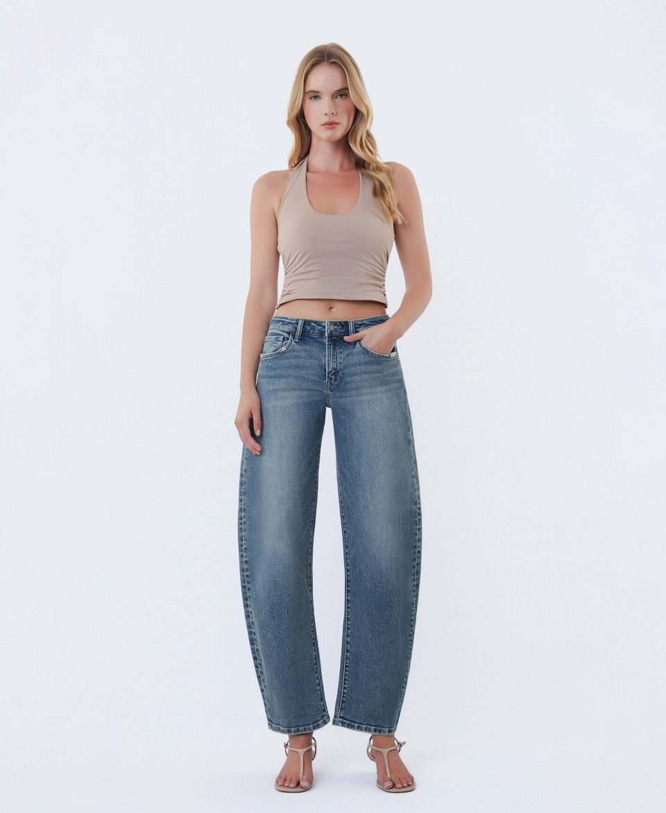 Elegant Radiance - High Rise Ankle Slim Barrel Jeans