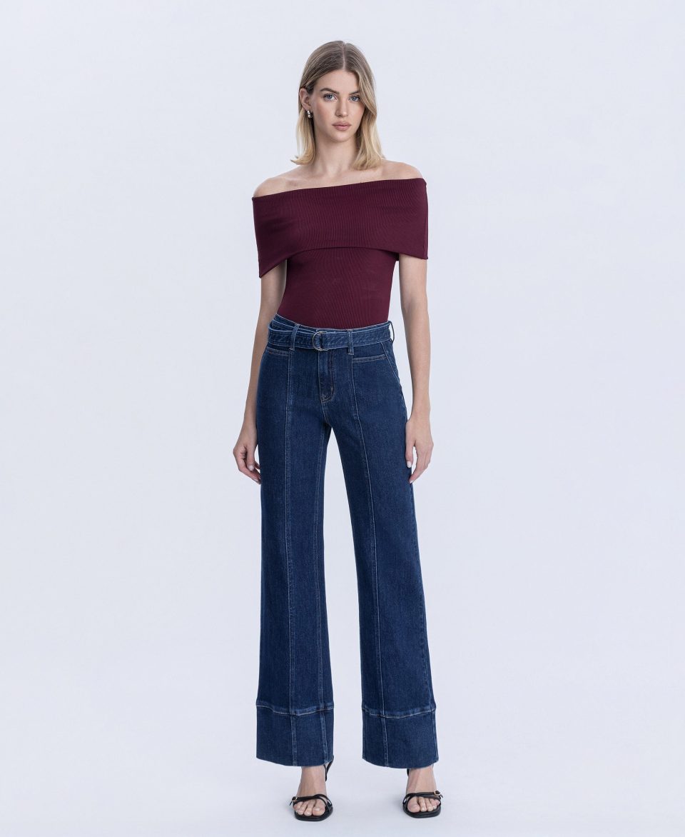 Jubilant - Super High Rise Belt Strap Vintage Flare Jeans