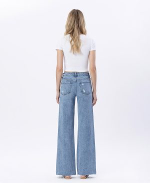 Modernity – High Rise Raw Hem Wide Leg Jeans
