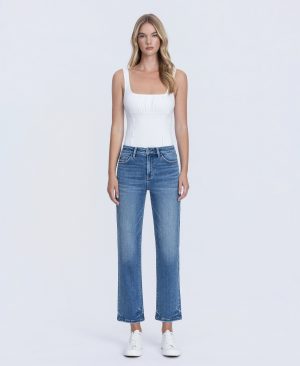 Intertwined – High Rise Crop Straight Jeans