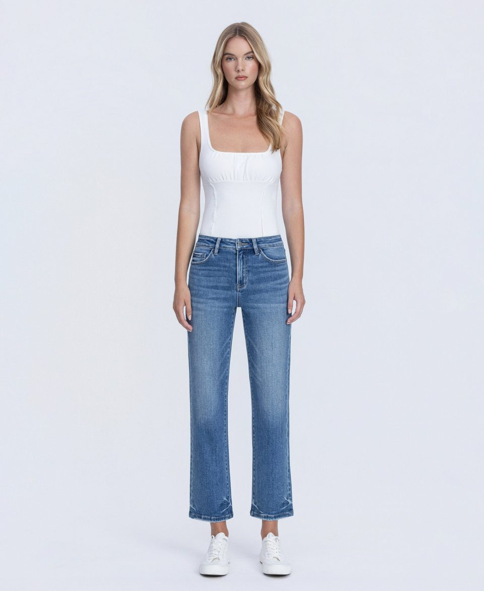 Intertwined - High Rise Crop Straight Jeans