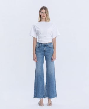 Lively – High Rise Distressed Slit Hem Vintage Flare Jeans