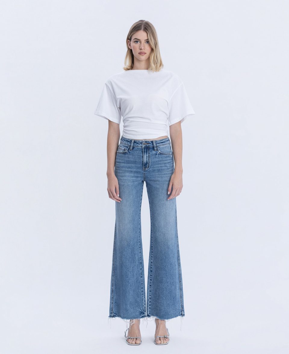 Lively - High Rise Distressed Slit Hem Vintage Flare Jeans