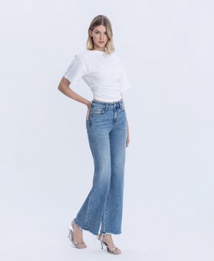Lively – High Rise Distressed Slit Hem Vintage Flare Jeans
